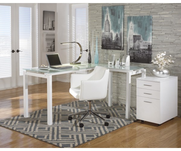 Bara White L-Shaped Desk